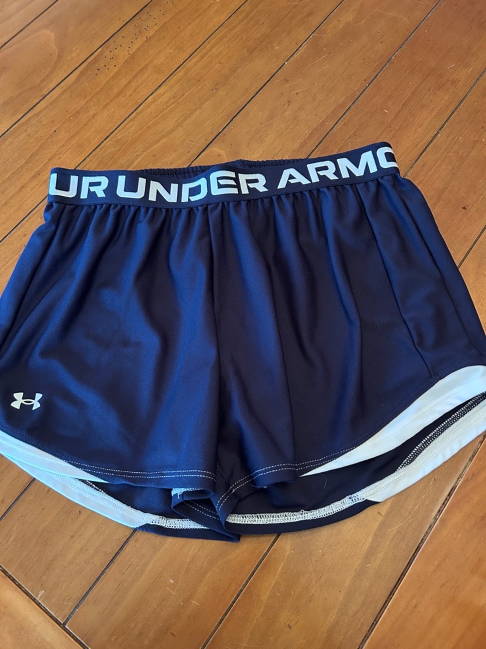 Under Armour Navy Athletic Shorts with White Trim